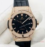 HB V3 version Hublot Classic Fusion Watch Iced Out Rose Gold Black Dial Super Clone